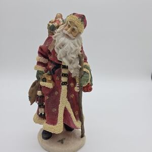 Vintage Style Santa Figurine with Toys Basket Christmas Decor Resin 12” Holiday
